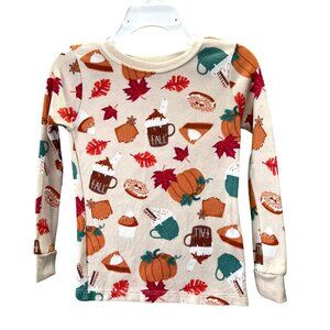 Way to Celebrate Thanksgiving Shirt Pajama Top 4T Pumpkin Pie Hot Cocoa Fall Tan